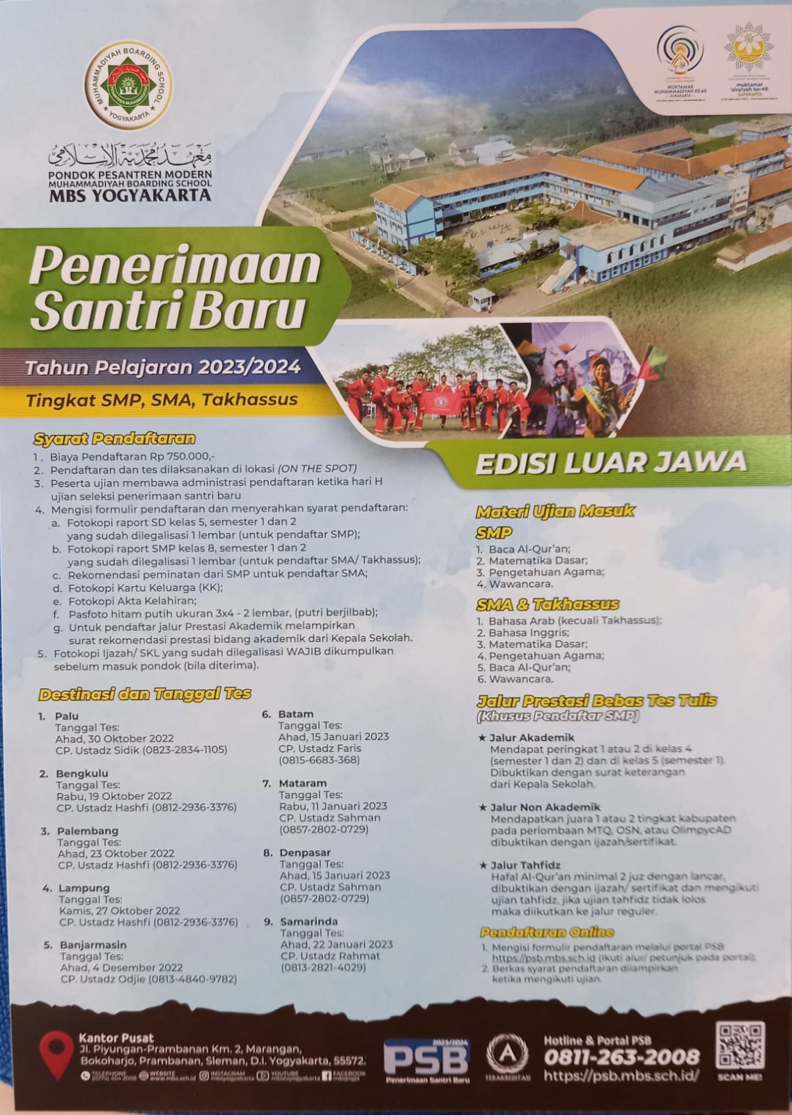 Read more about the article PERMUDAH ORANG TUA, MBS GELAR TES DI LUAR YOGYAKARTA