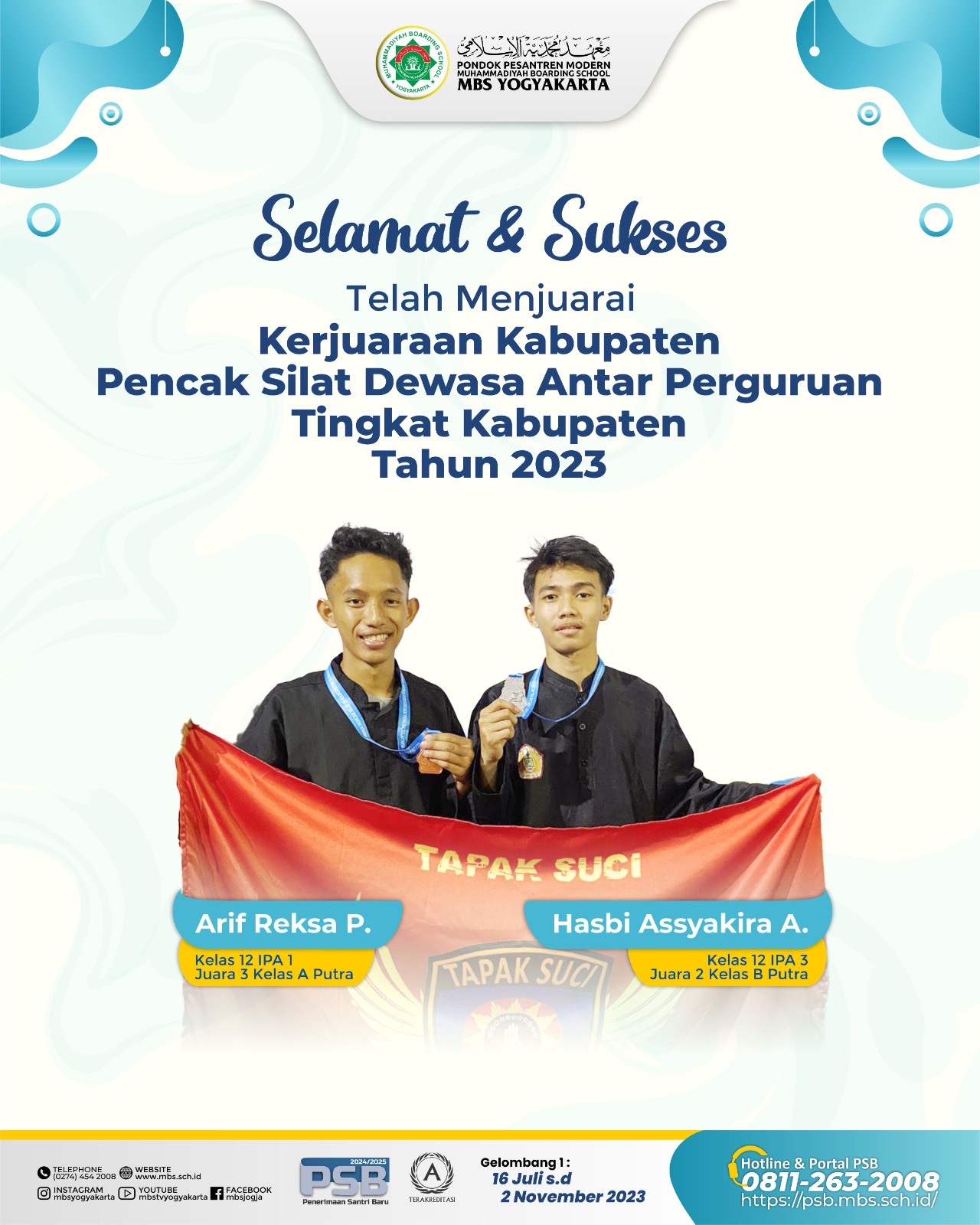 Read more about the article DUA SANTRI MBS RAIH JUARA DI KEJURKAB PENCAK SILAT SE-KABUPATEN SLEMAN