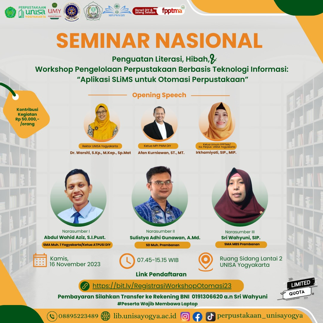 Read more about the article Hebat! Kepala Perpustakaan MBS menjadi Pembicara Seminar Nasional Penguatan Literasi